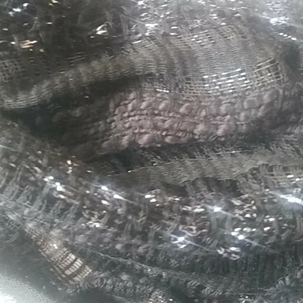 black infinity scarf with silver thread